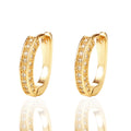 U Shape Clear Pave Hoop Earrings Silver Gold Rose Gold view 6