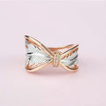 Two Tone Layered Butterfly Open Ring Polished Metal Jewelry view 1
