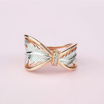 Two Tone Layered Butterfly Open Ring Polished Metal Jewelry