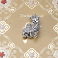 Shaggy Dog Brooch in Metal with Textured Standing Dog with an Antiqued Finish view 7
