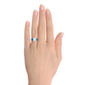 Clear Square Stone Blue Side Stone Silver Tone Ring view 4