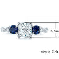 Clear Square Stone Dark Blue Side Stone Ring Jewelry Accessory view 5
