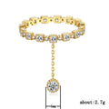 Gold Tone Chain Ring With Dangling Round Clear Stone view 5
