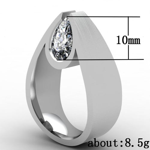 Large Clear Pear Stone Silver Tone Halo Ring shown in alternate angle