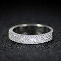Triple-Row Clear Stone Band Ring In Polished Silver Tone view 2