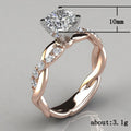 Round Solitaire Twisted Vine Ring In Silver And Rose Tones view 4