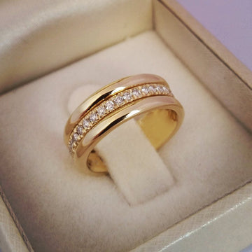 Wide Channel-Set Clear Stone Band In Gold And Silver Tones