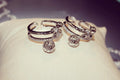 Silver Tone Open Ring with Two Clear Dangle Stones view 3