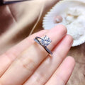 Silver Tone Square Solitaire Ring Set with Clear Accents view 2