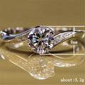 Clear Round Stone Leaf Shoulder Silver Tone Ring Jewelry Accessory view 4