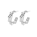Gold and Silver Multi Wire Geometric C Hoop Stud Earrings view 5