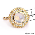 Gold Tone Round Iridescent Stone Ring with Clear Halo view 5