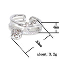 Silver Tone Open Ring with Two Clear Dangle Stones view 5