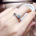 Silver Tone Square Solitaire Ring Set with Clear Accents view 1