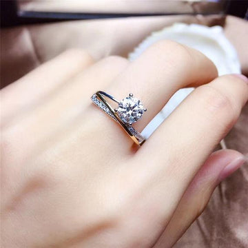 Silver Tone Square Solitaire Ring Set with Clear Accents