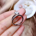 Silver Tone Square Solitaire Ring Set with Clear Accents view 3