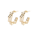 Gold and Silver Multi Wire Geometric C Hoop Stud Earrings view 6
