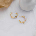 Gold and Silver Multi Wire Geometric C Hoop Stud Earrings view 4