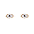 Gold Tone White Enamel Realistic Eye Stud Earrings view 1