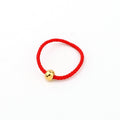 Red Braided Cord Ring with Three Small Gold Tone Beads view 1