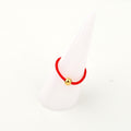 Red Braided Cord Ring with Three Small Gold Tone Beads view 4