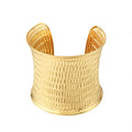 Wide Textured Open Cuff Bracelets in Twelve Metallic Designs view 9