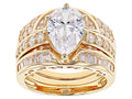 Pear Center Stone Three Piece Ring Set In Gold Tone view 5
