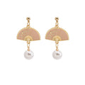 White and Pink Fan Pearl Look Stud and Clip Earrings view 6