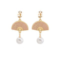 White and Pink Fan Pearl Look Stud and Clip Earrings view 8