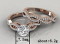 Rose Gold Tone Curved Double Ring Set with Clear Stones view 5