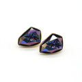 Multicolor Faceted Shield Crystal Stud Earrings with Gold Tone Bezels view 5