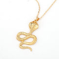 Gold Tone Cobra Snake Pendant Necklace with Coiled Detail view 5