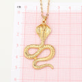Gold Tone Cobra Snake Pendant Necklace with Coiled Detail view 4