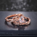 Rose Gold Tone Curved Ring Set with Round Clear Stone view 4