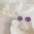 Translucent Flower Stud Earrings in White Purple or Pink view 1