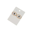 Gold Tone White Enamel Realistic Eye Stud Earrings view 5