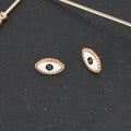 Gold Tone White Enamel Realistic Eye Stud Earrings view 4