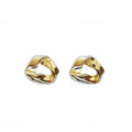 Gold Geometric Square Frame and Twisted Heart Stud Earrings view 5