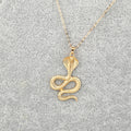 Gold Tone Cobra Snake Pendant Necklace with Coiled Detail view 3