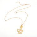 Gold Tone Cobra Snake Pendant Necklace with Coiled Detail view 2
