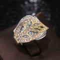 Clear Pave Leaf Pattern Gold Tone Wide Ring Jewelry Accessory view 4