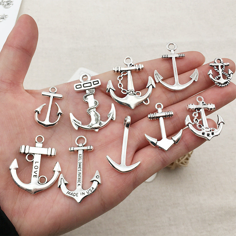 Antique Silver Zinc Alloy Anchor Charm Pendant for DIY Earrings Necklace Bracelet