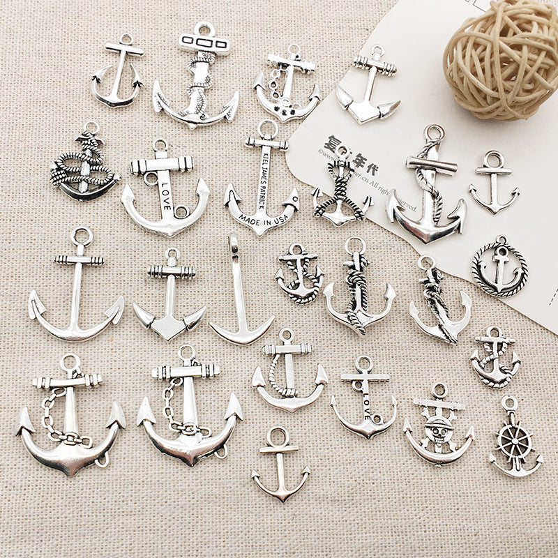 Antique Silver Zinc Alloy Anchor Charm Pendant for DIY Earrings Necklace Bracelet