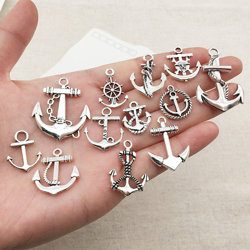 Antique Silver Zinc Alloy Anchor Charm Pendant for DIY Earrings Necklace Bracelet