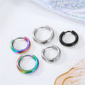 Single Stainless Steel Hoop Earrings in Four Finishes and Three Sizes view 5