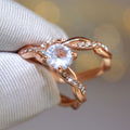 Rose Gold Tone Curved Ring Set with Round Clear Stone view 3