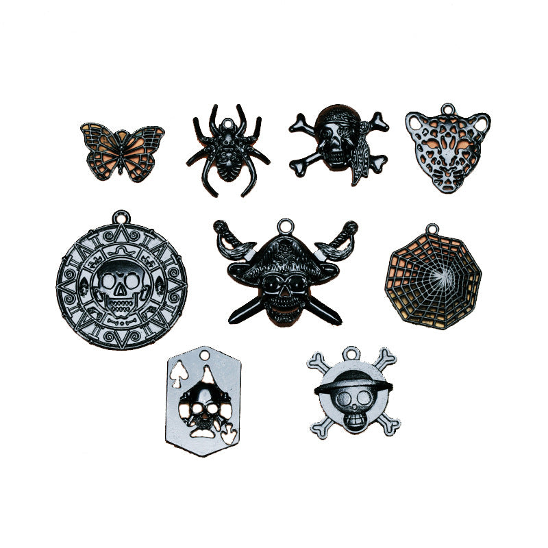 Black Electroplated Punk Skull and Animal Charm Pendants
