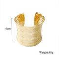 Wide Textured Open Cuff Bracelets in Twelve Metallic Designs view 4