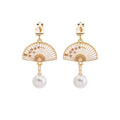 White and Pink Fan Pearl Look Stud and Clip Earrings view 7