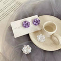 Translucent Flower Stud Earrings in White Purple or Pink view 2